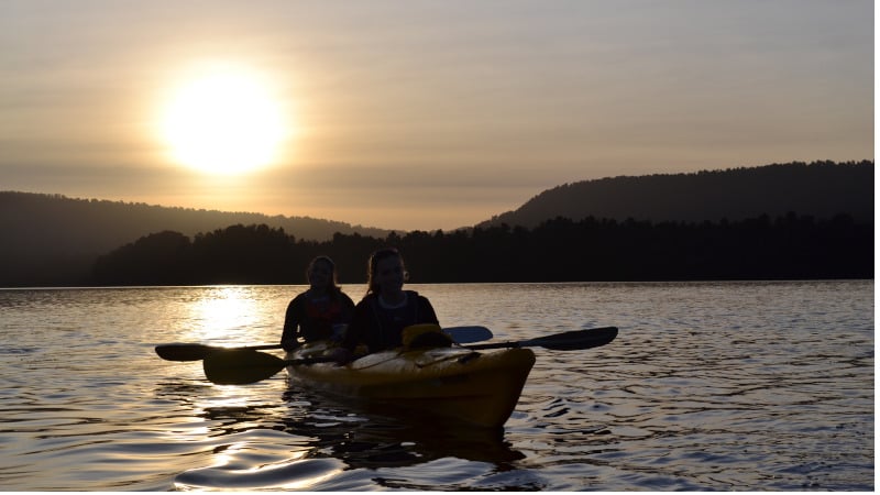 One of the most stunning sights is watching the western sun set over New Zealand's famous snow encrusted high peaks from the serenity of your stable kayak. WOW.